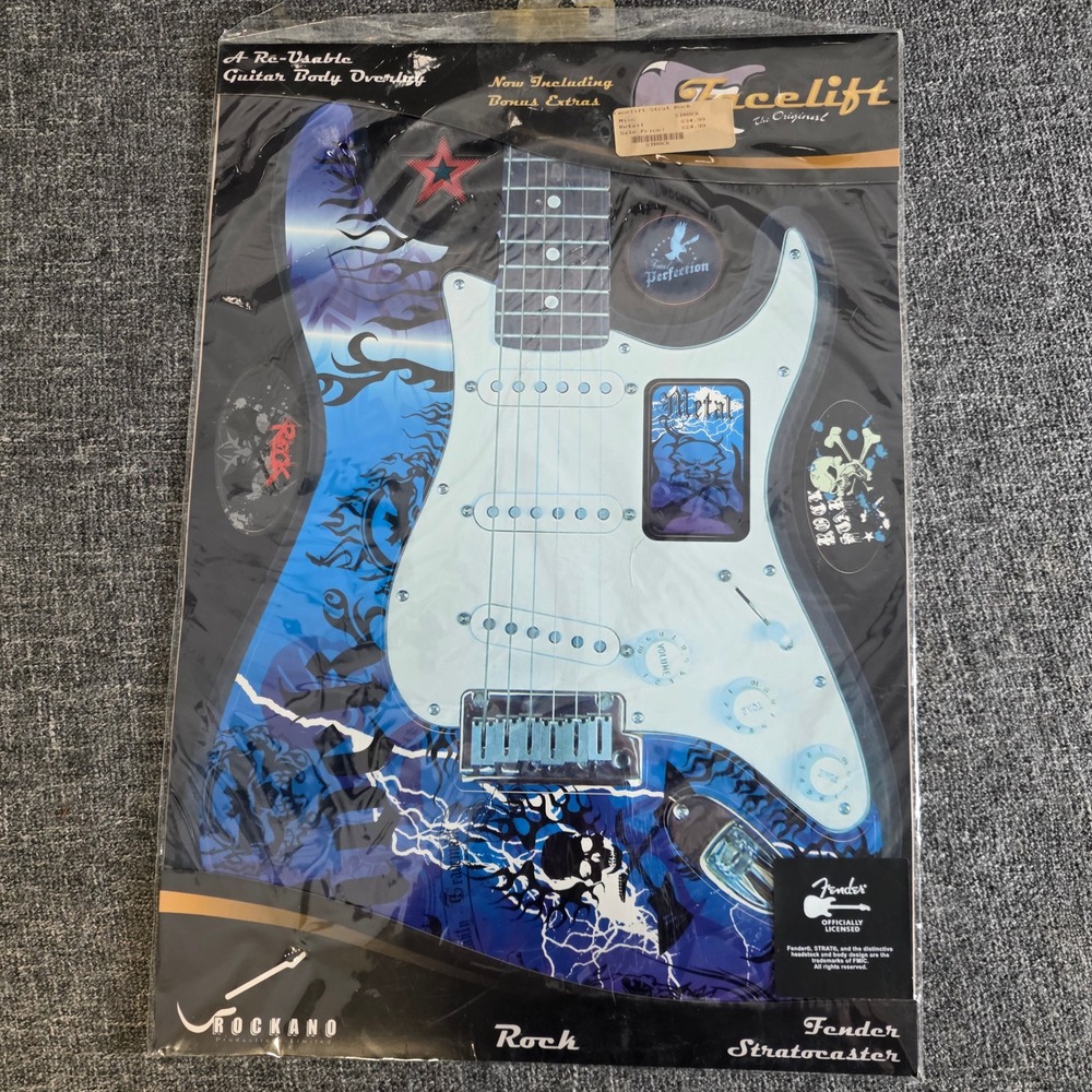 Facelift Fender Stratocaster Guitar Body Overlay Rock Skulls Lightning Blue NOS